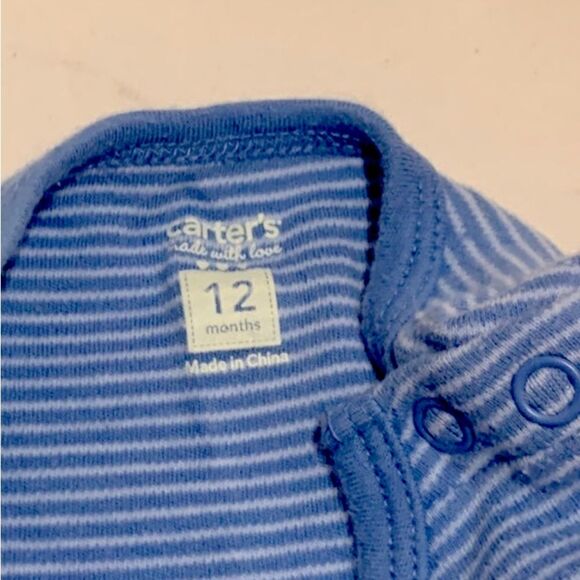 Carter’s | Boys Blue Striped Long Sleeve Onesie Tan CORDUROY Casual Pants - Picture 6 of 6